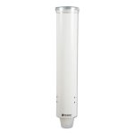 San Jamar White Plastic Small Cup Dispenser with Hinged Flip-Cap (SAN C4160WH)