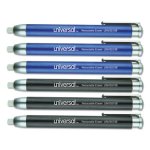 Universal Pen-Style Retractable Eraser, Blue;Black, 6/Pack (UNV55106)