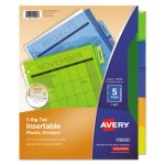 Avery WorkSaver Big Tab Plastic Dividers, 5-Tab, Letter, Multicolor (AVE11900)