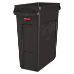 Rubbermaid 1955959 Slim Jim with Venting Channels, 16 Gallon, Black (RCP1955959)