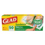 Glad Sandwich Zipper Bags, 6 5/8 x 8, Clear, 50/Box, 12 Boxes (CLO57263)