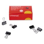 Universal Mini Binder Clips, 1/4" Capacity, Black/Silver, 36 Clips (UNV10199VP3)