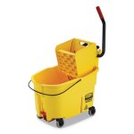 Rubbermaid WaveBrake 44 qt Bucket/Side Press Wringer, Yellow (RCPFG618688YEL)