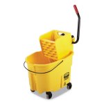 Rubbermaid WaveBrake 35 qt Bucket/Side Press Wringer, Yellow (RCPFG758088YEL)