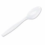 Dixie Plastic Cutlery, Heavyweight Teaspoons, White, 1000/Carton (DXETH217)