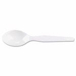 Dixie Plastic Heavy Mediumweight Teaspoons, White, 100 Spoons (DXETM207)