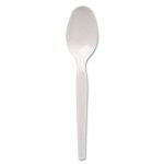Dixie Plastic Cutlery, Heavy Mediumweight Teaspoons, White, 1000/CT (DXETM217)