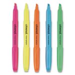 Universal Pocket Highlighter, Chisel Tip, Fluorescent Colors, 5/Set (UNV08850)