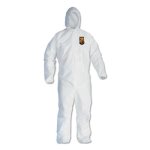 KleenGuard A40 Elastic-Cuff Hooded Coveralls, White, Large, 25 Pairs (KCC44323)