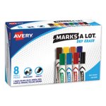 Marks-a-lot Desk Style Dry Erase Markers, Chisel Tip, Assorted, 8/Set (AVE24411)