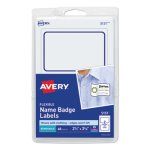 Avery Name Badge Labels, 2-1/3 x 3-3/8, White/Blue, 40 Labels (AVE5151)