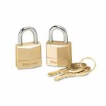 Master Lock Three-Pin Brass Tumbler Locks, 3/4" Wide, 2 Locks & 2 Keys (MLK120T)