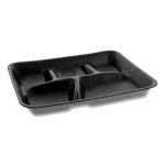 Pactiv Evergreen Lightweight Foam School Trays, 5-Compartment, 8.25 x 10.25 x 1, Black, 500/Carton (PCTYTHB0500SGBX)