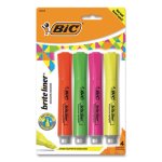 Bic Brite Grip XL Highlighter, Chisel Tip, Fluorescent, 4/Set (BICBLMGP41ASST)