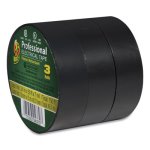 Duck Pro Electrical Tape, 3/4" x 50 ft, 1" Core, Black, 3/Pack (DUC299004)