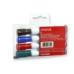 Universal Dry Erase Markers, Chisel Tip, Assorted, 4/Set (UNV43650)