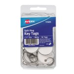 Avery Metal Rim Key Tags, Card Stock/Metal, 1 1/4" Dia, White, 50/Pk (AVE11025)