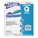 Ziploc Double Zipper Freezer Bags, 1 Quart, CR w/Label, 300 Bags (SJN696187)