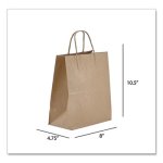 Prime Time Packaging Kraft Paper Bags, Tempo, 8 x 4.75 x 10.5, Natural, 250/Carton (PTENK8510)