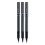 Deluxe Roller Ball Stick Waterproof Pen, Blue Ink, Micro, Dozen (UBC60027)
