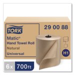 Tork Matic Hardwound Roll Towel,  7.7" x 700 ft, Natural, 6 Rolls (TRK290088)