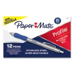 Paper Mate Metal Ballpoint Pen, 1mm, Blue Ink/Silver Barrel, Dozen (PAP2130518)