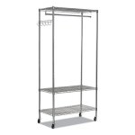 Alera Wire Shelving Stand Alone Coat Rack with Casters, Silver (ALEGR364818SR)