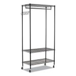 Alera Wire Shelving Stand-Alone Coat Rack with Casters, Black (ALEGR364818BL)
