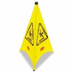 Rubbermaid 9S01 Pop-Up Multilingual "Caution" Safety Cone, Yellow (RCP 9S01 YEL)