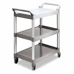 Rubbermaid 342488 Plastic 3-Shelf Utility Cart, Platinum (RCP342488PM)