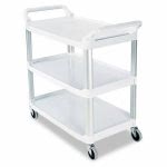 Rubbermaid 409100 Open Sided 3-Shelf Utility Cart, Off-White (RCP409100CM)