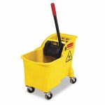 Rubbermaid Commercial Tandem 31qt Bucket/Wringer Combo, Yellow (RCP738000YEL)
