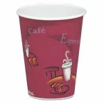 Solo Cup 8 oz. Paper Hot Cups, Bistro Design/Maroon, 50 Cups (SCC378SIPK)