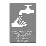 U.S. Stamp & Sign Employees Must Wash Hands ADA Sign, Each (UST 4726)