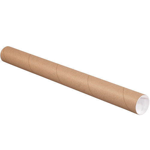 2 x 25 Kraft Mailing Tubes with Caps Case/50