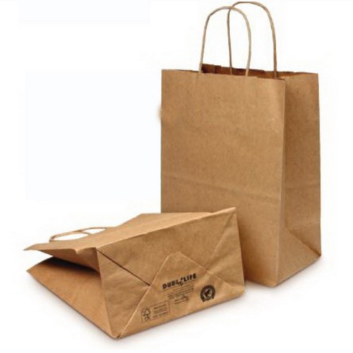 Stock Your Home 70 Lb Kraft Brown Paper Bags with Handles (50 Count) 