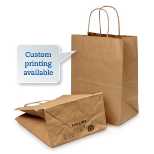 Duro Bag Virgin Paper Shopping Bag, Brown,1/CS/250 13207124