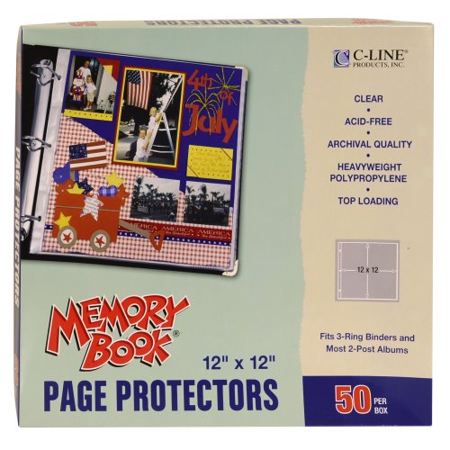 Memory Book - 12 x 12 Scrapbook Page Protectors, top loading, clear, 50/BX