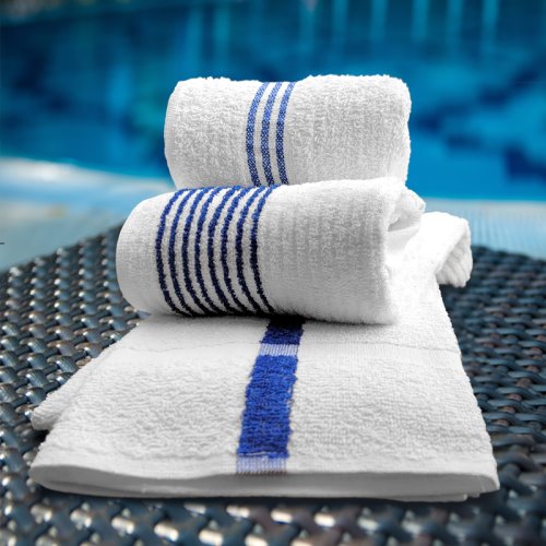 Three stripe Pool Towel 30x60 9.00 lbs Blue