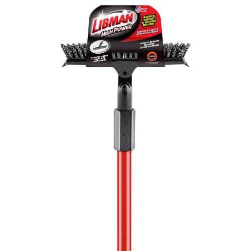 Libman 1559 Black Swivel and Grout Scrub Brush with 60 Red Handle