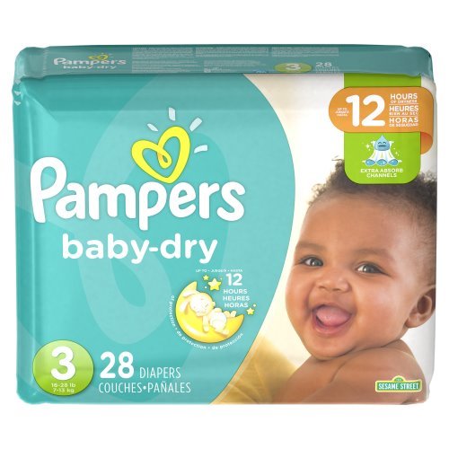 Pampers® Baby-Dry Diaper, White, Size 3, 28/PK, 475614_PK