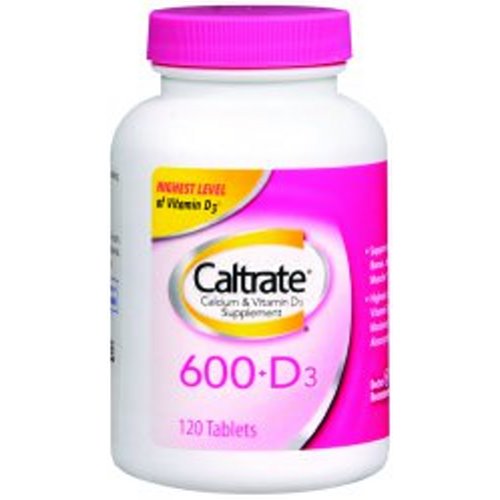 Caltrate 600 + D Vitamin D-3 / Calcium Carbonate Joint Health Supplement, 120 Tablets per Bottle, 120/BT (419568_BT)