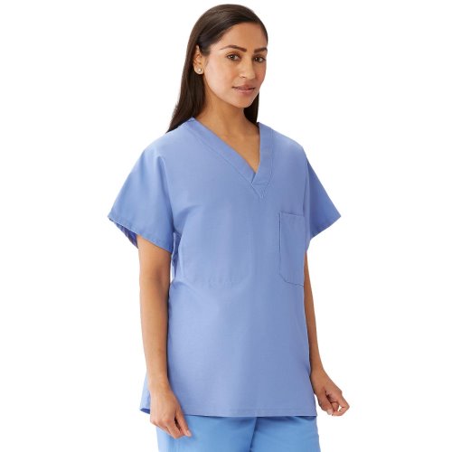 Medline® Unisex 100% Cotton Reversible V-Neck Scrub Top with 2