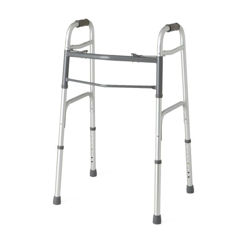 Medline® Two-Button Folding Walkers without Wheels, Standard MDS864104