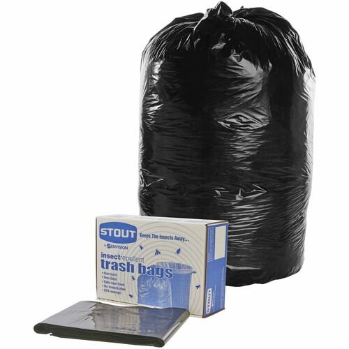 Stout Insect Repellent Trash Bag, 35 Gallon, 33 x 45 Inches, Black, Pack of 80