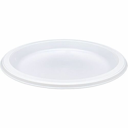 Genuine Joe 9" Plastic Round Plates Reusable/Disposable 125/PK White 10329