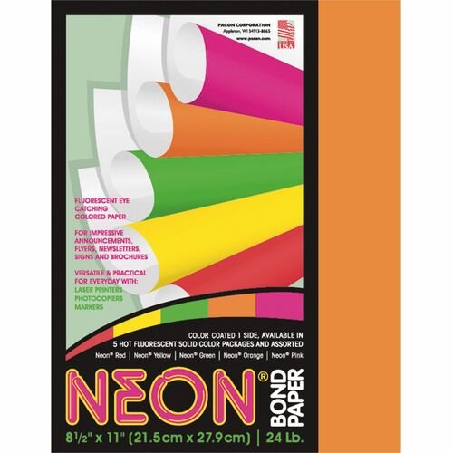 Colored Bond Paper Bundle 8.5 x 11, 20lbs, 100 Pages, Orange