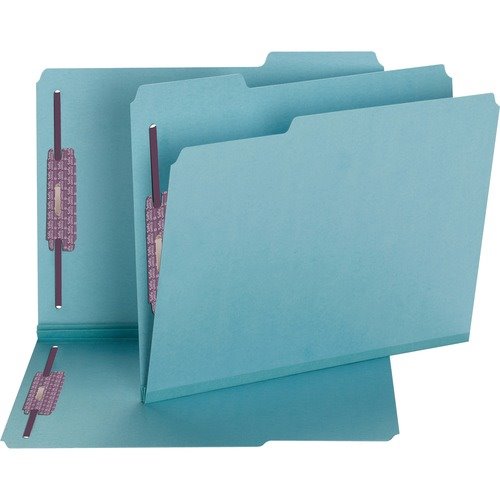 Smead Colored Pressboard Fastener Folders Letter 1/3 Cut Blue 25/Box