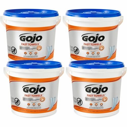 GOJO 6298-04 Gojo Fast Wipes Hand Cleaning Towels, Orange/Blue/White, 130  Wipes (Pack of 520)