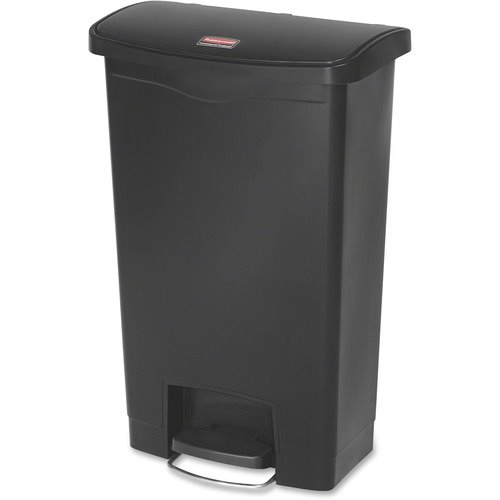 Rubbermaid Commercial Slim Jim Resin Step-On Container, Front Step Style, 13gal, Black